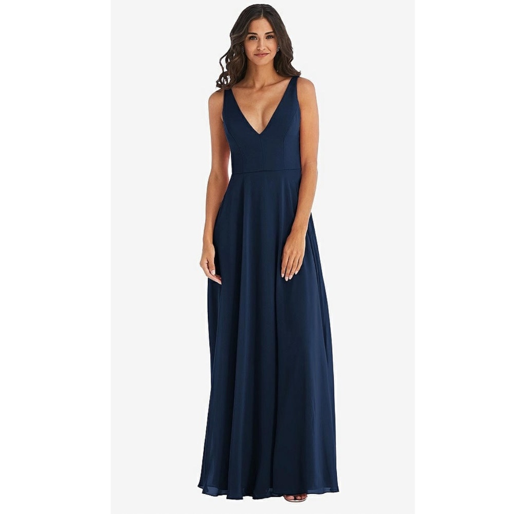 After Six: DEEP V-NECK CHIFFON MAXI DRESS  (NWT)